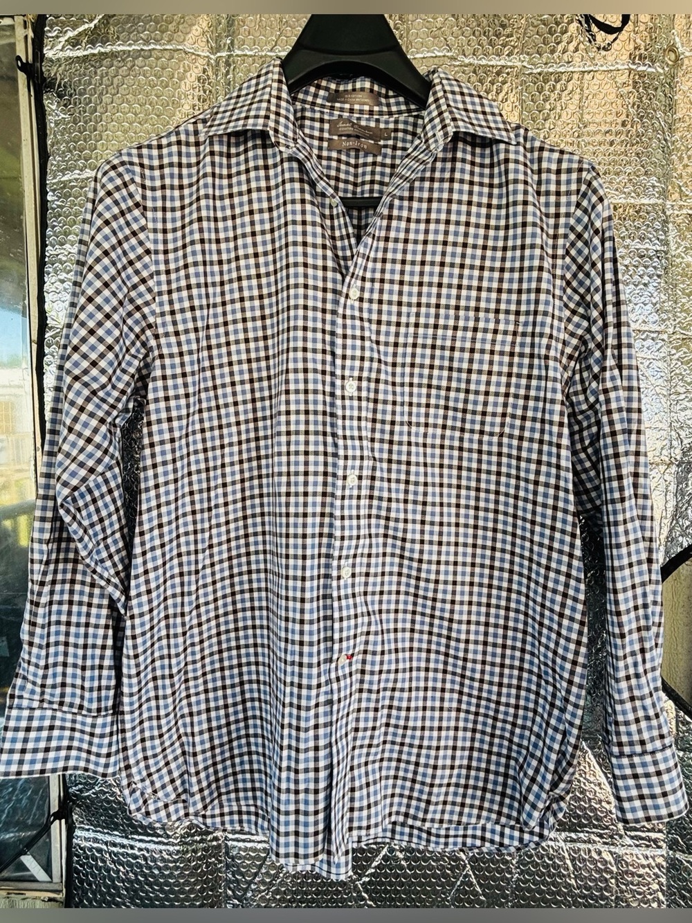 Daniel Cremieux Blue and Brown Checked Button-Down Shirt